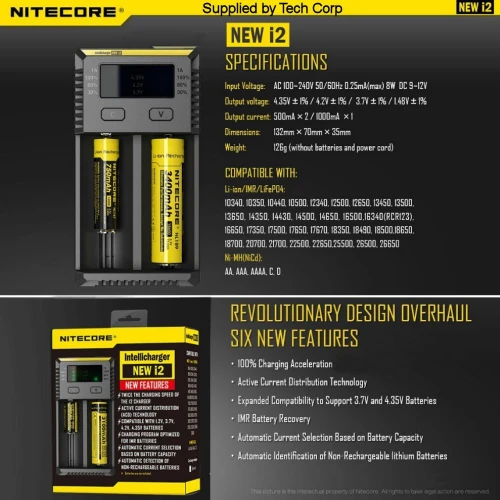 Nitecore New i2 Li-ion 18650 Pil Şarj Cihazı